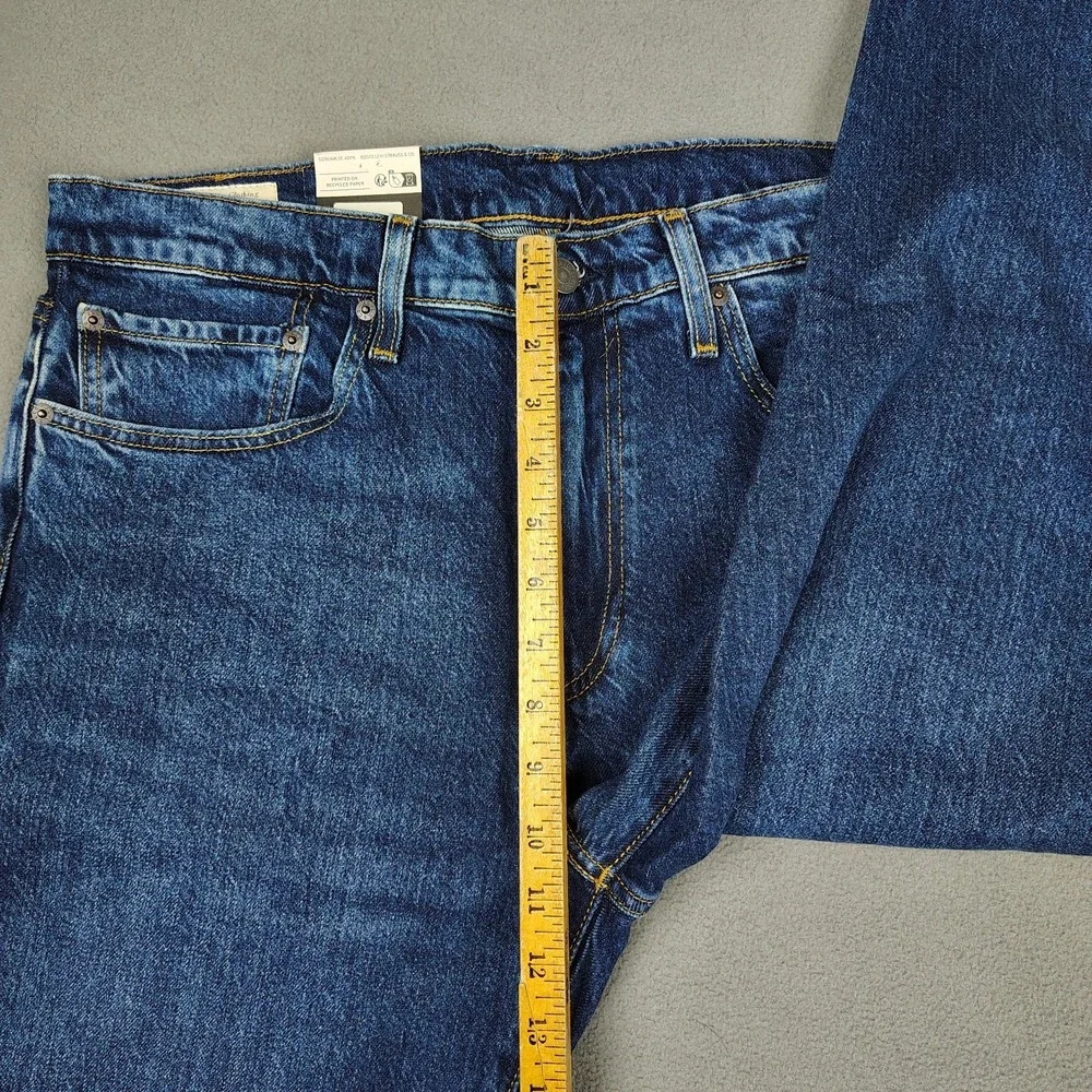 Levis Premium 502 Big E Men 36x34 Blue Dark Wash Taper Leg Stretch Classic NWT